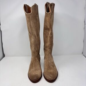 Frye Tall Suede Riding Boots Taupe Size 8.5